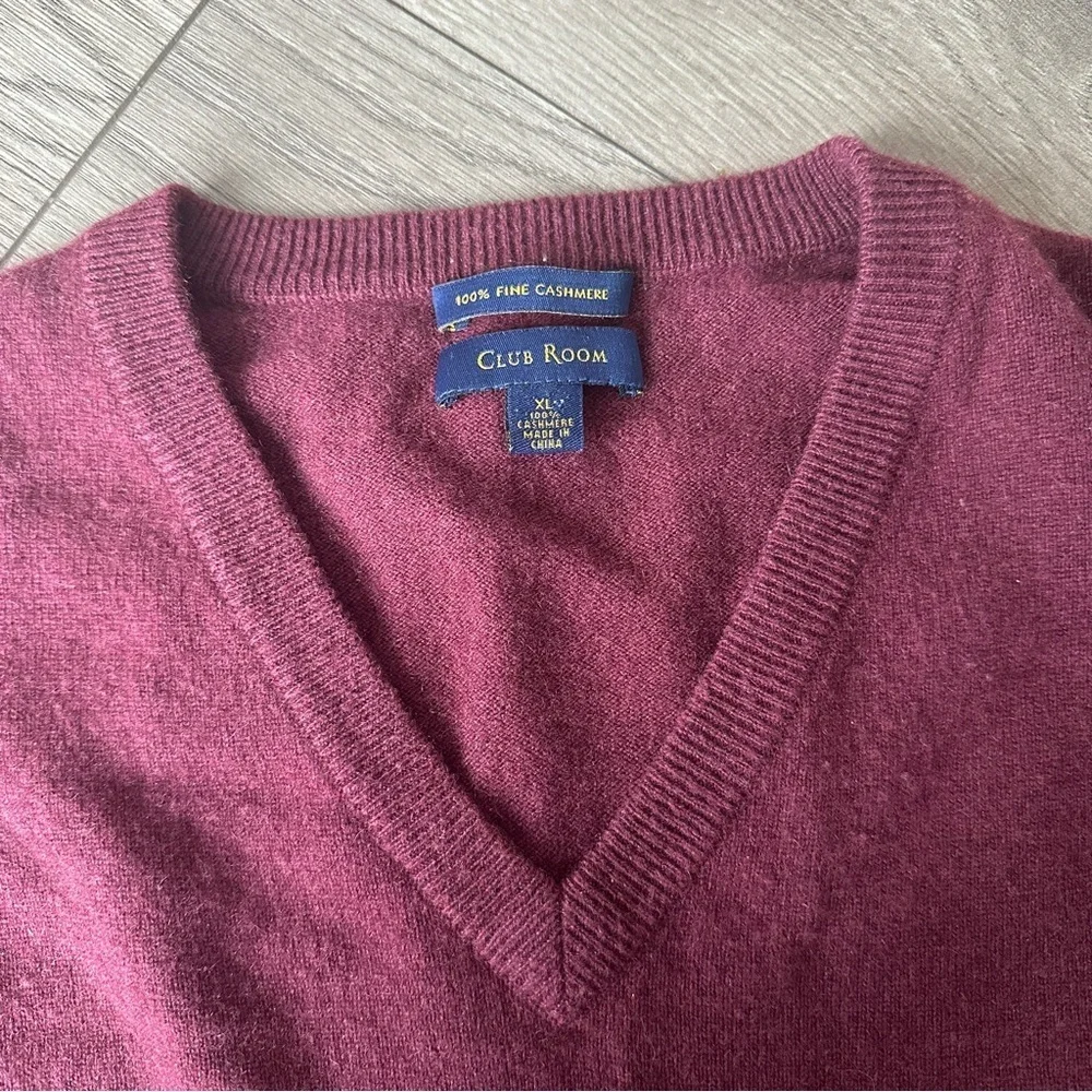 Club Room Cashmere Men's Burgundy Sweater size XL - Picture 5 of 8